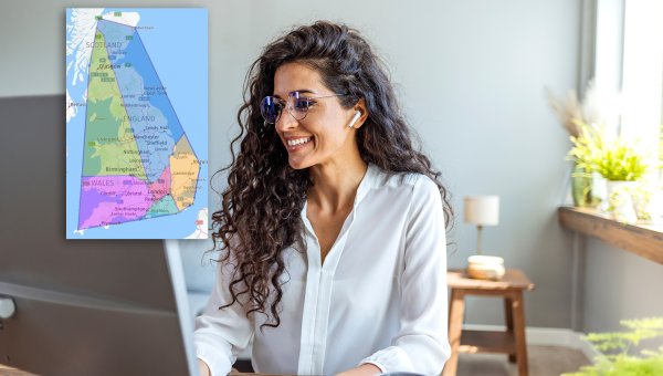 Woman uses dektop computer to view optimised delivery territories
