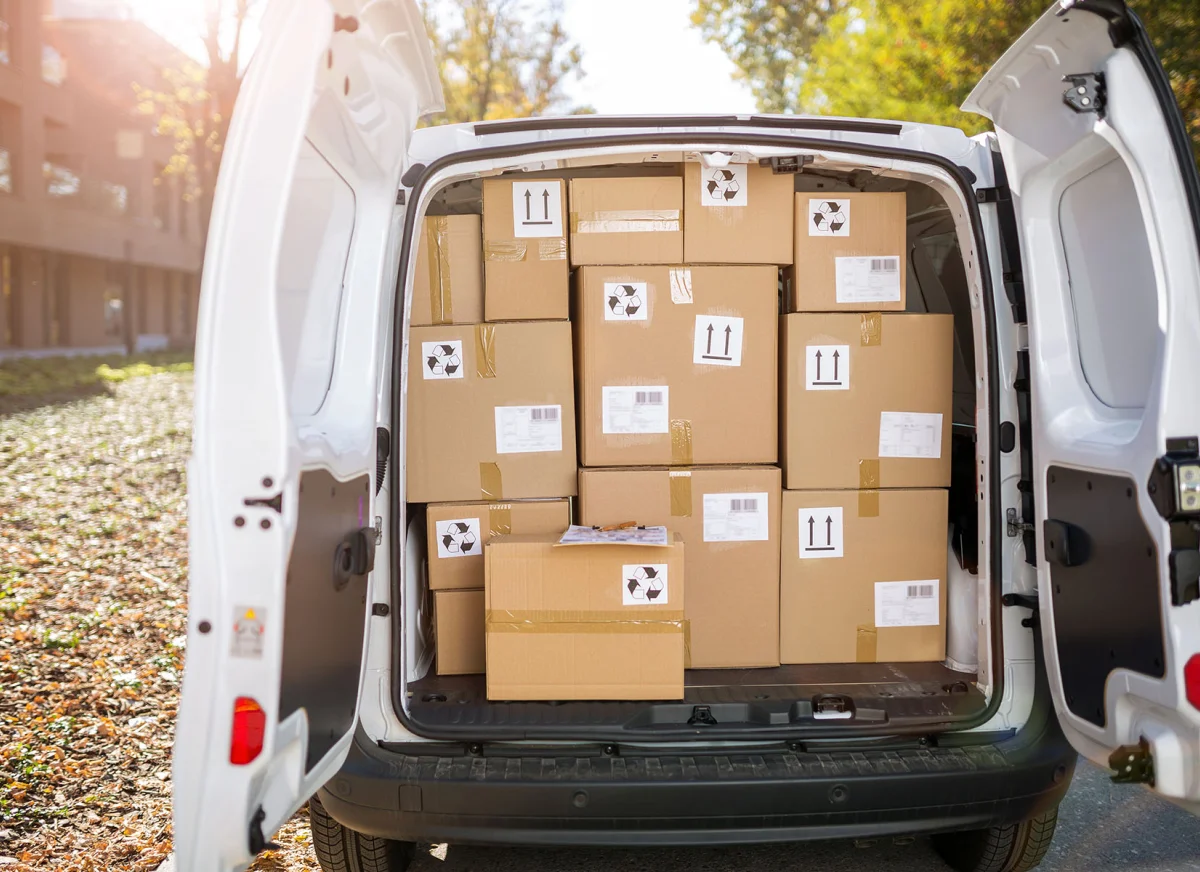 Overloaded delivery van carries too much weight