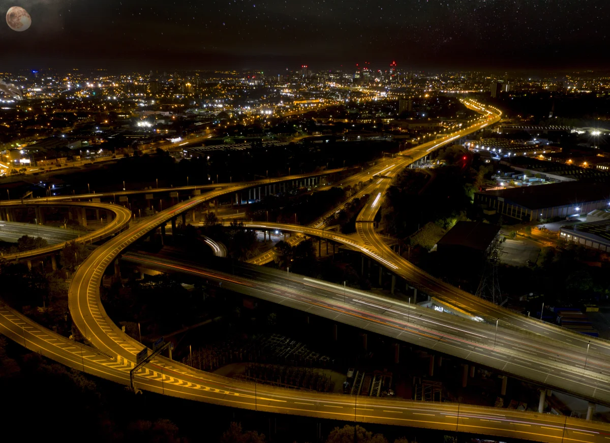 roads at night - Birmingham UK