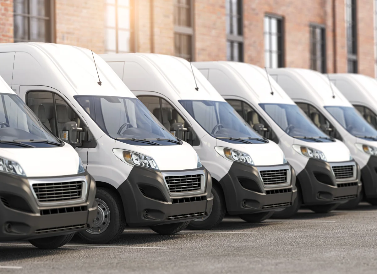 row of Delivery vans - all white