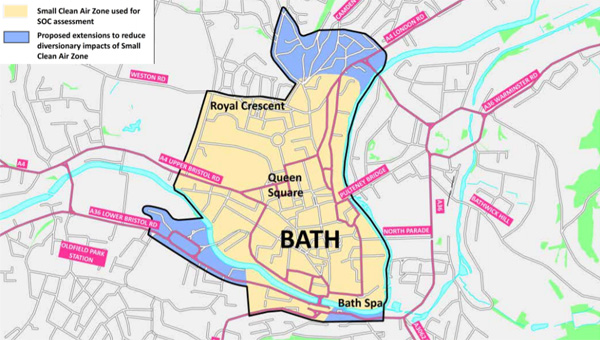 Bath Clean Air Zone CAZ Map